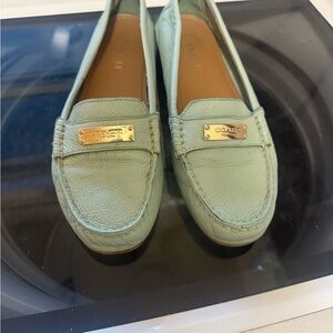 Coach Women's Light Green Leather Loafers